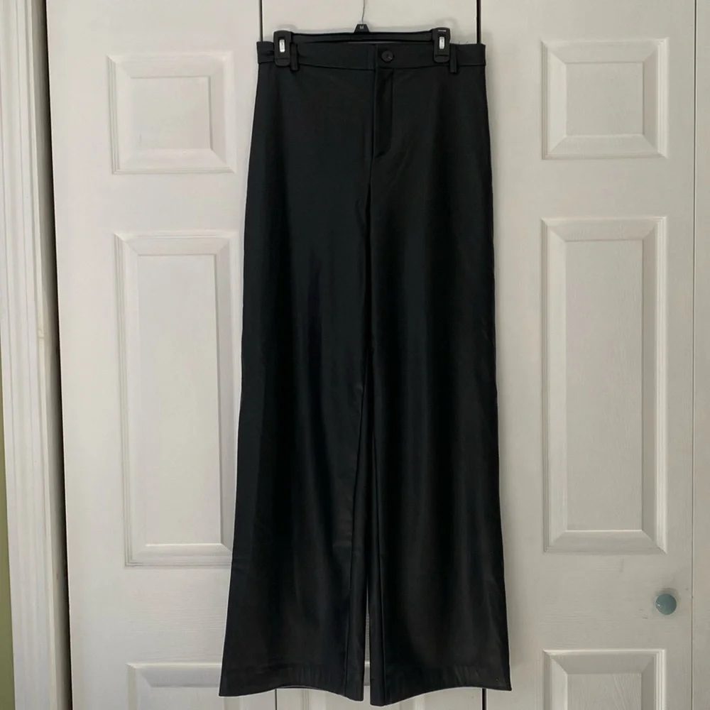 Zara | Wide Leg High Waisted Faux Leather Trousers - Picture 2 of 8